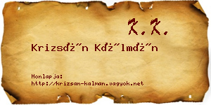 Krizsán Kálmán névjegykártya